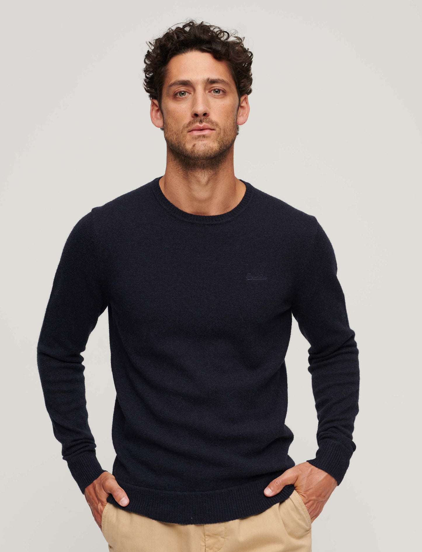 Superdry Essential Slim Fit Crew Jumper - Carbon Navy Marl