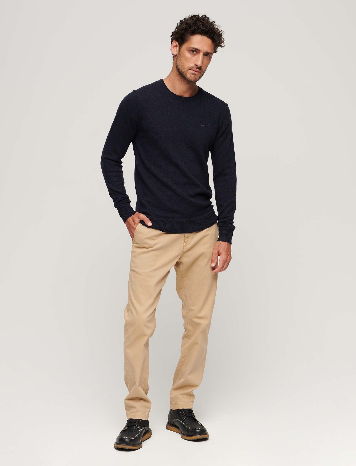 Superdry Essential Slim Fit Crew Jumper - Carbon Navy Marl