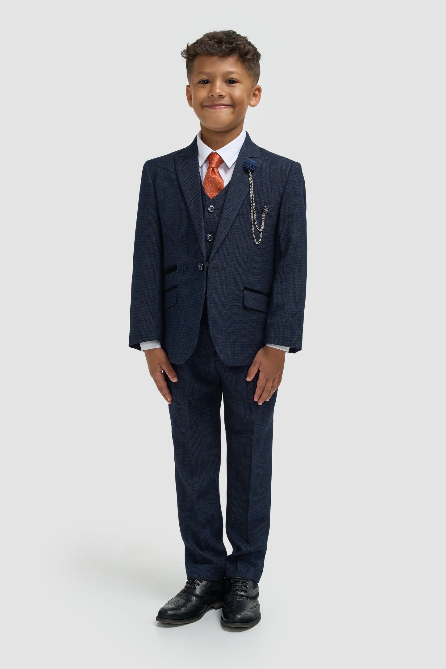 Boys Cavani Tailored Fit Cardi 3 Piece Suit - Navy