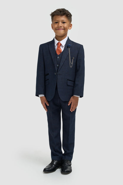 Boys Cavani Tailored Fit Cardi 3 Piece Suit - Navy