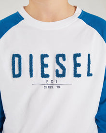Boys Diesel Carter Long Sleeve T-Shirt - Petrol/White