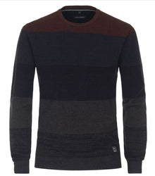 Casa Moda Crew Neck Striped Pullover 105 - Navy