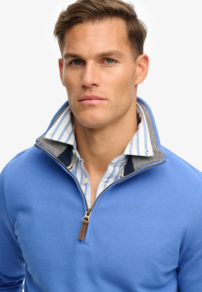 Superdry Essential Pique Half Zip Sweatshirt - Chambray Blue