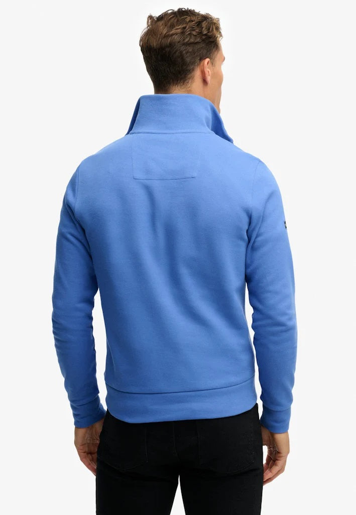 Superdry Essential Pique Half Zip Sweatshirt - Chambray Blue