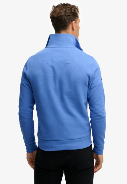 Superdry Essential Pique Half Zip Sweatshirt - Chambray Blue