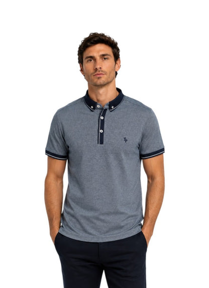 Tom Penn Short Sleeve Polo Shirt - Denim