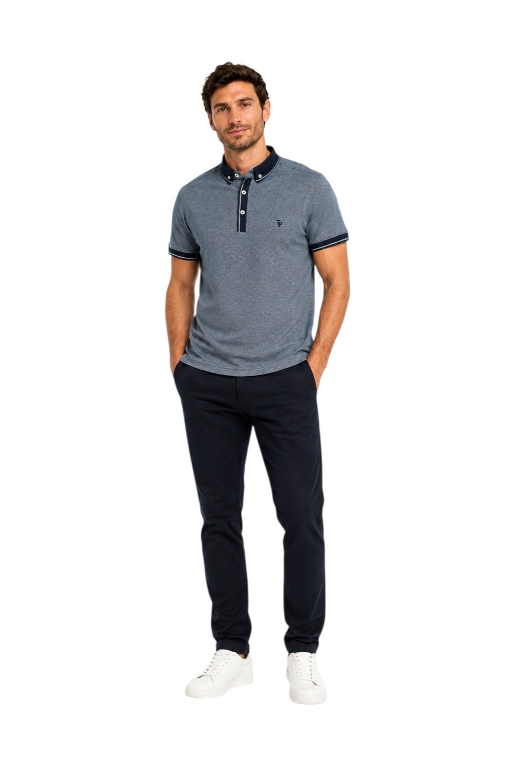 Tom Penn Short Sleeve Polo Shirt - Denim