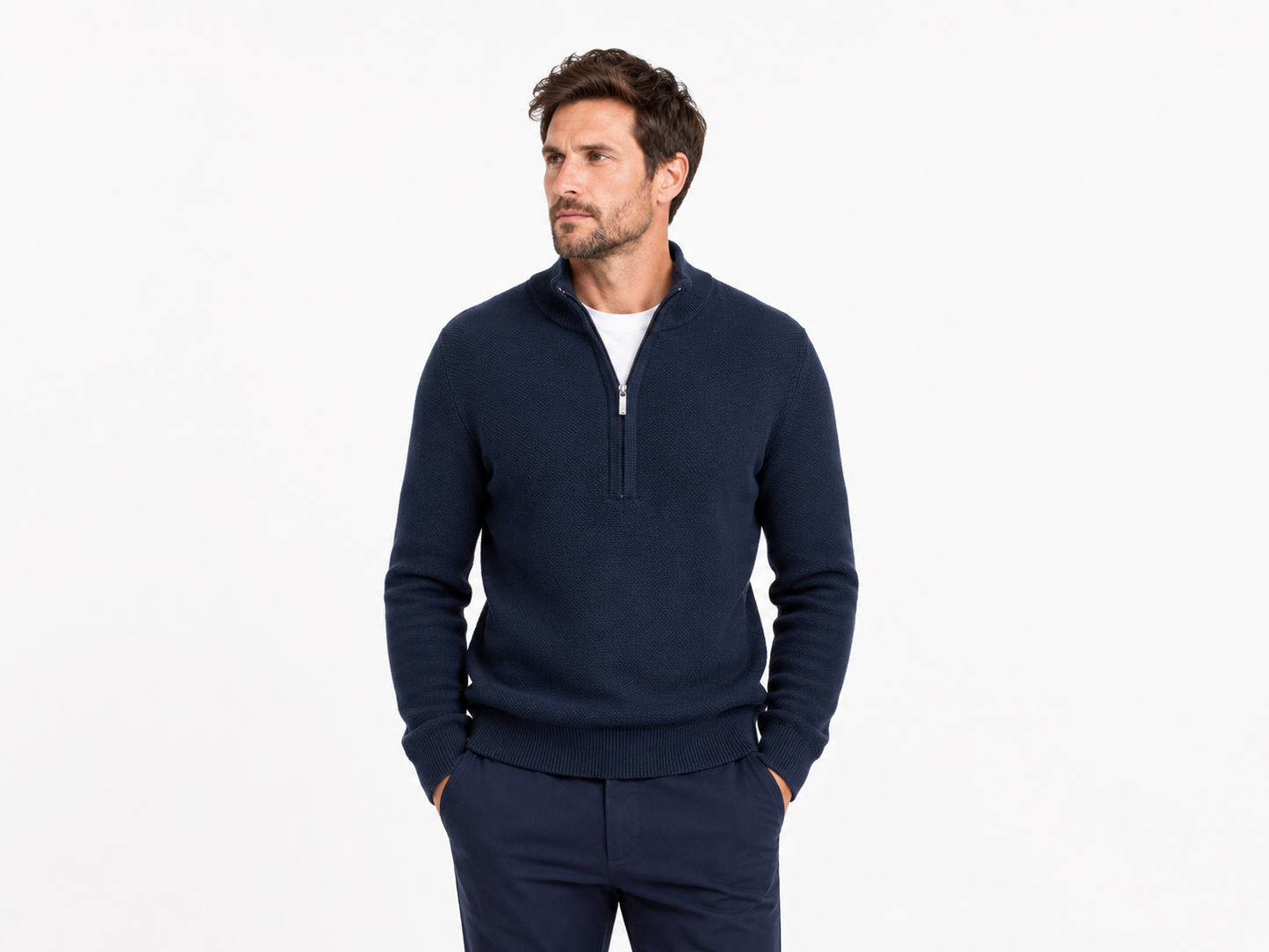 White Label Taylor Half Zip Sweater - Navy