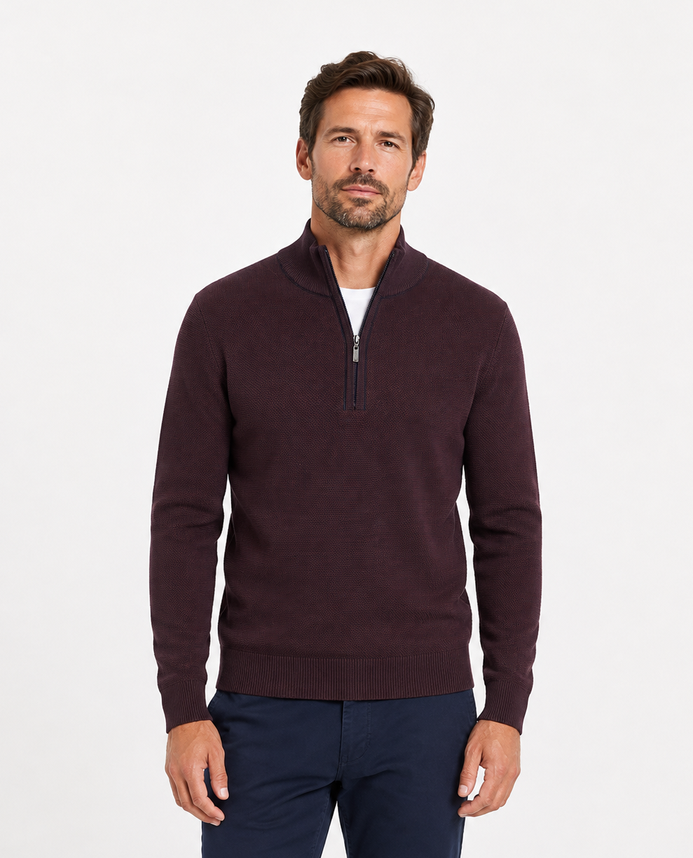 White Label Taylor Half Zip Sweater - Burgundy