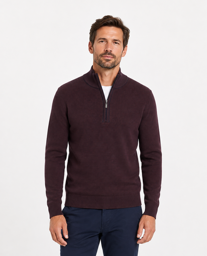 White Label Taylor Half Zip Sweater - Burgundy