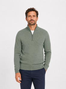 White Label Taylor Half Zip Sweater - Dark Green