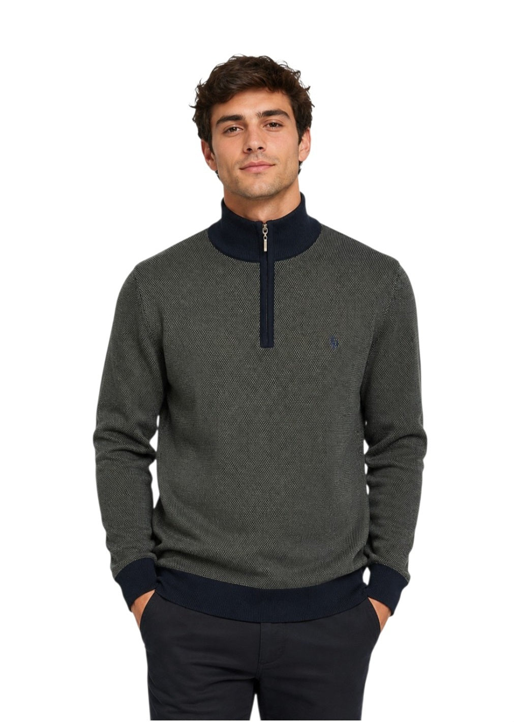 Tom Penn Half Zip Sweater - Olive