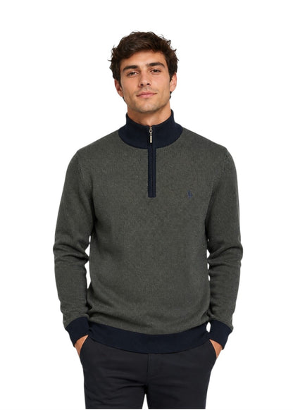Tom Penn Half Zip Sweater - Olive