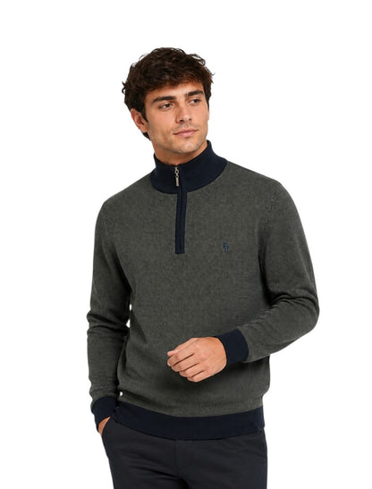 Tom Penn Half Zip Sweater - Olive