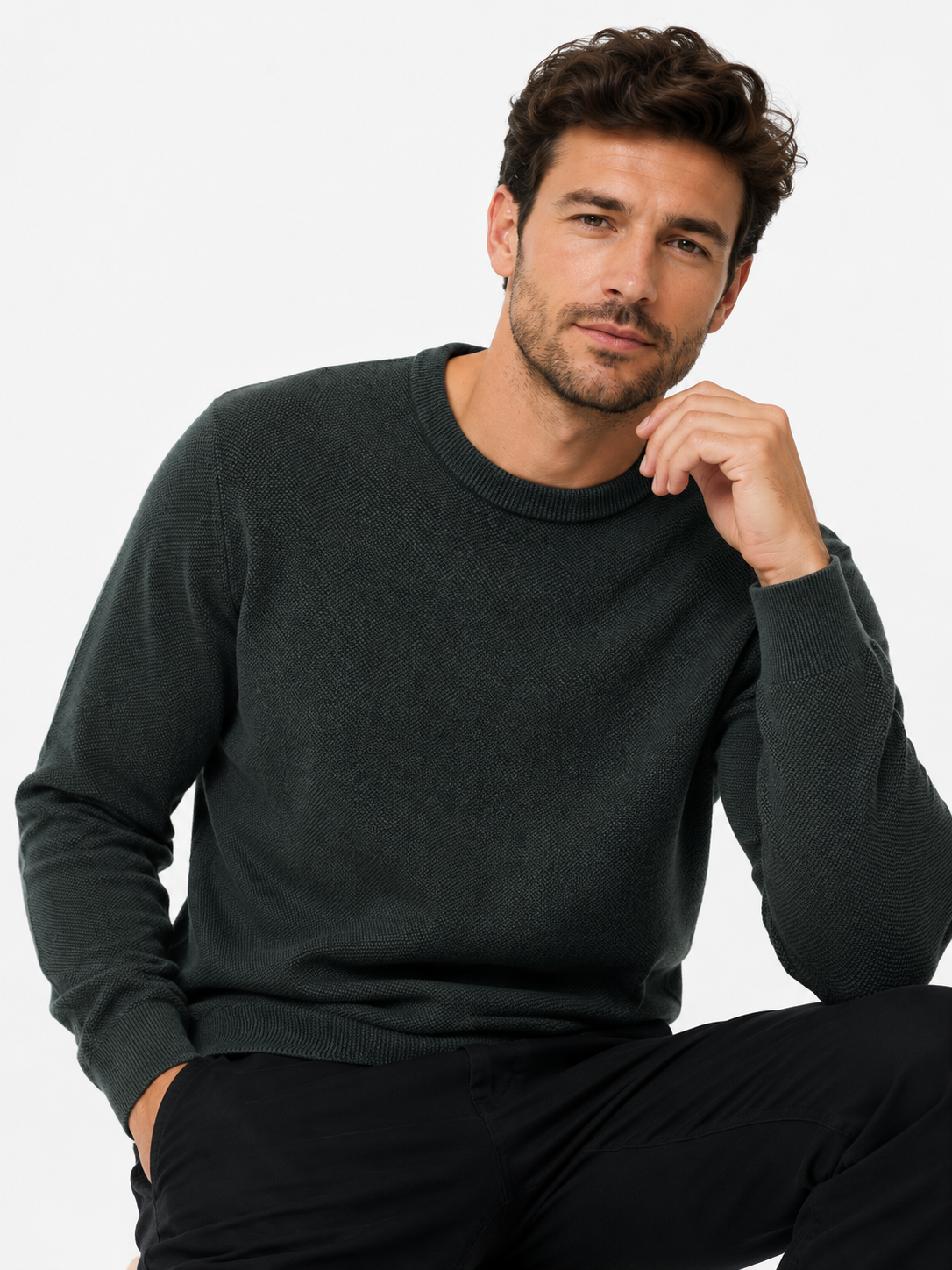 White Label Hunter Crew Neck Sweater - Green