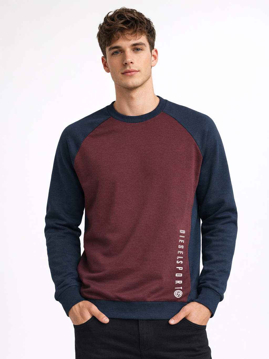 Diesel Sport Dory Crew Neck Sweatshirt - Dark Navy/Burgundy