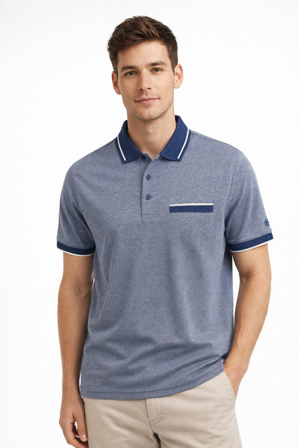 Daniel Grahame Short Sleeve 3 Button Polo Shirt - Blue