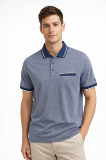 Daniel Grahame Short Sleeve 3 Button Polo Shirt - Blue