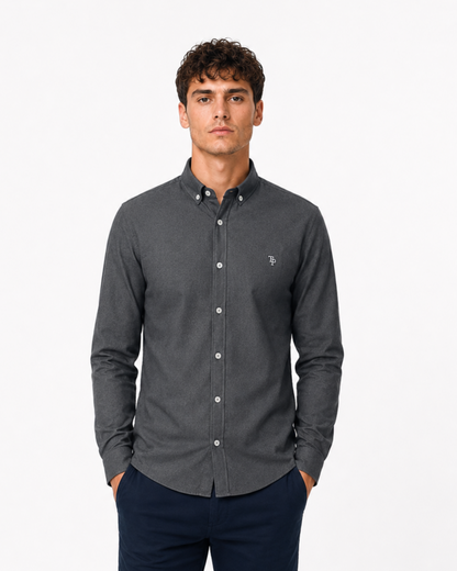 Tom Penn Long Sleeve Oxford Casual Shirt 330 - Slate