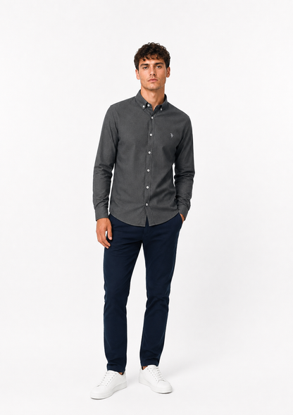 Tom Penn Long Sleeve Oxford Casual Shirt 330 - Slate