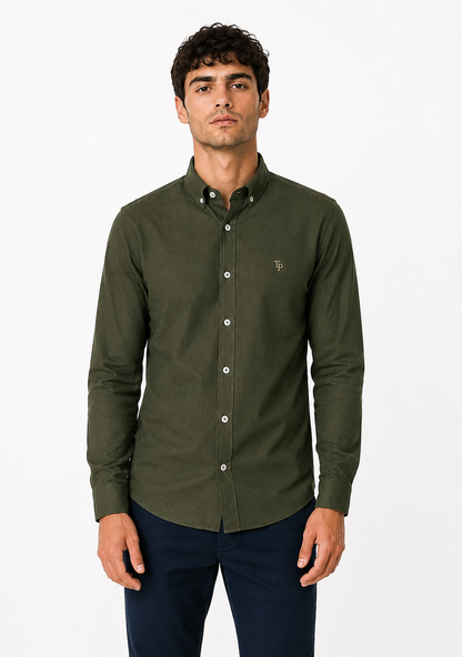 Tom Penn Long Sleeve Oxford Casual Shirt 330 - Moss