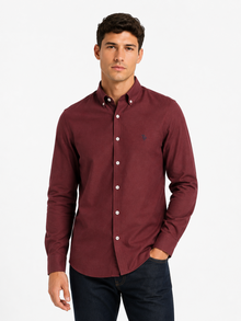 Tom Penn Long Sleeve Oxford Casual Shirt 330 - Wine