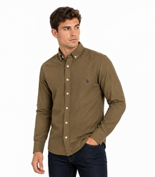 Tom Penn Long Sleeve Oxford Casual Shirt 330 - Dark Tan
