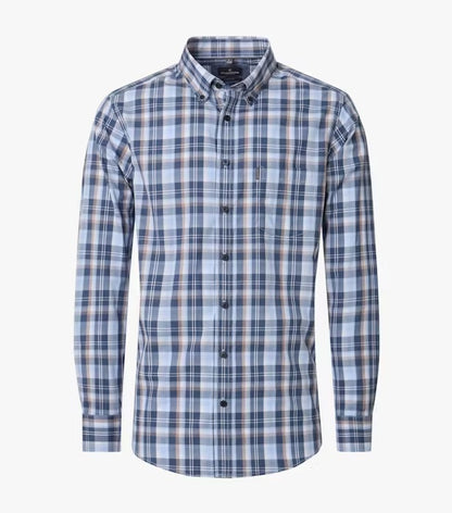 Casa Moda Casual Fit Checked Long Sleeve Shirt 100 - Blue
