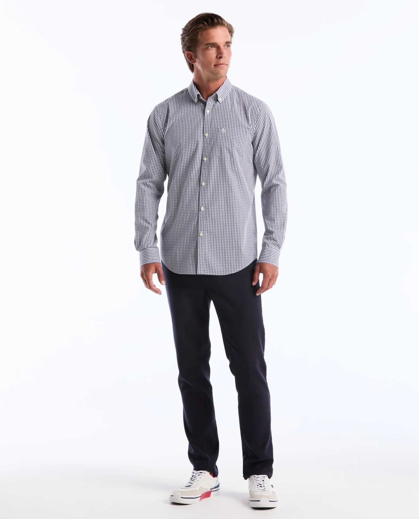 Original Penguin Long Sleeve Gingham Check Shirt - Sargasso Sea