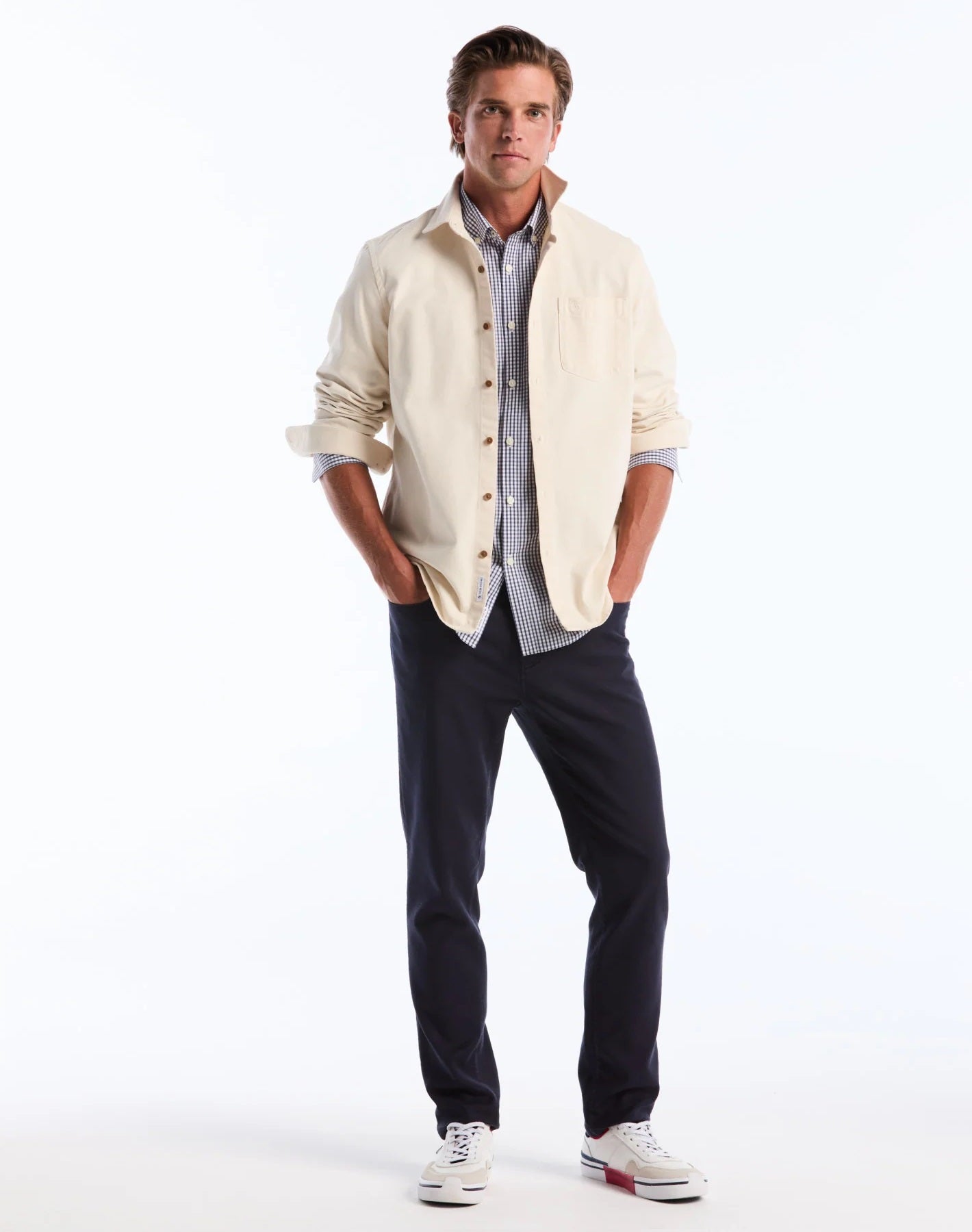 Original Penguin Long Sleeve Gingham Check Shirt - Sargasso Sea