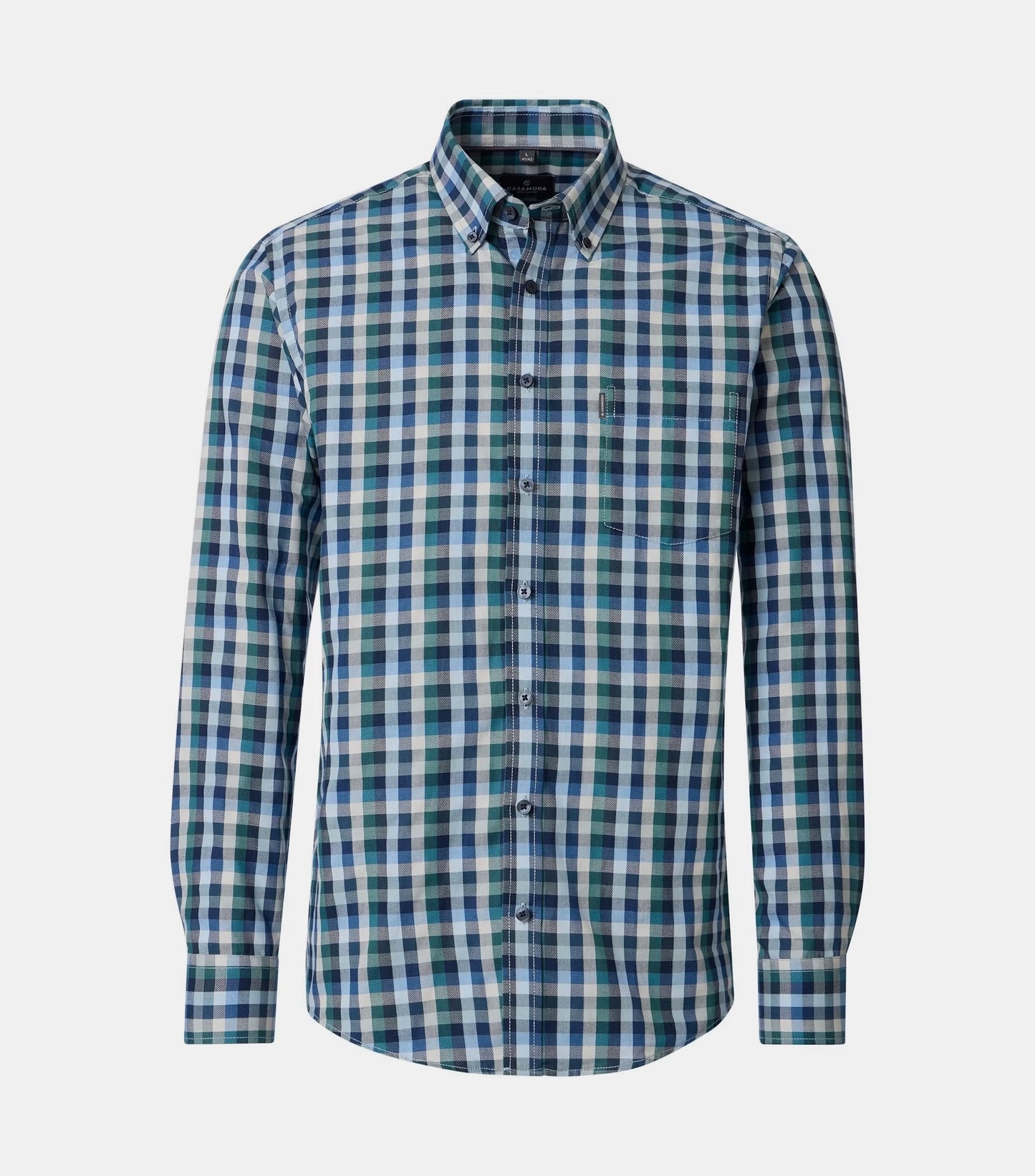 Casa Moda Long Sleeve Casual Check Shirt - Blue/Green