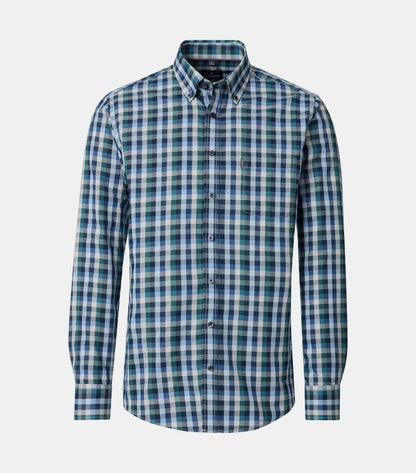 Casa Moda Long Sleeve Casual Check Shirt - Blue/Green