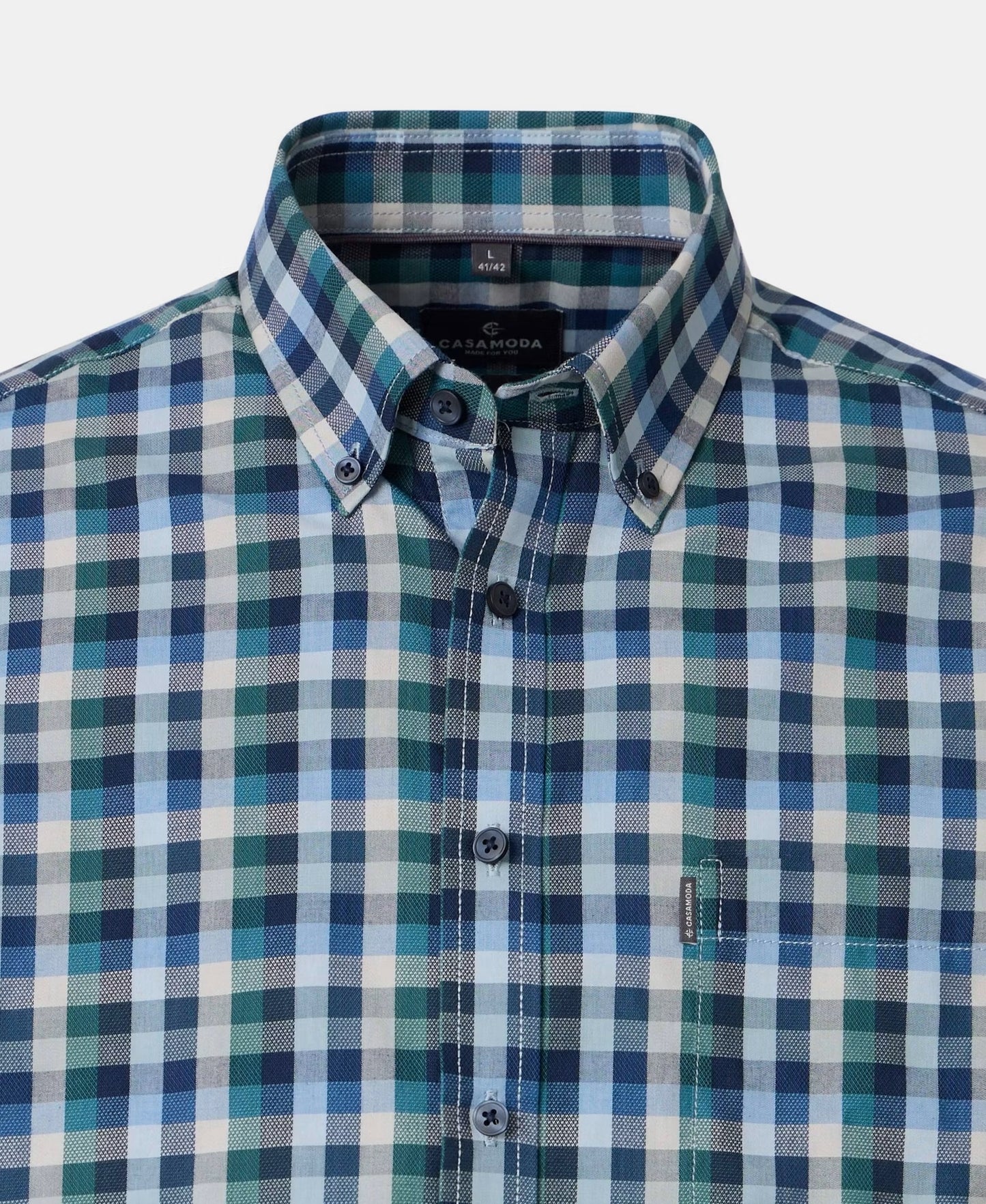 Casa Moda Long Sleeve Casual Check Shirt - Blue/Green