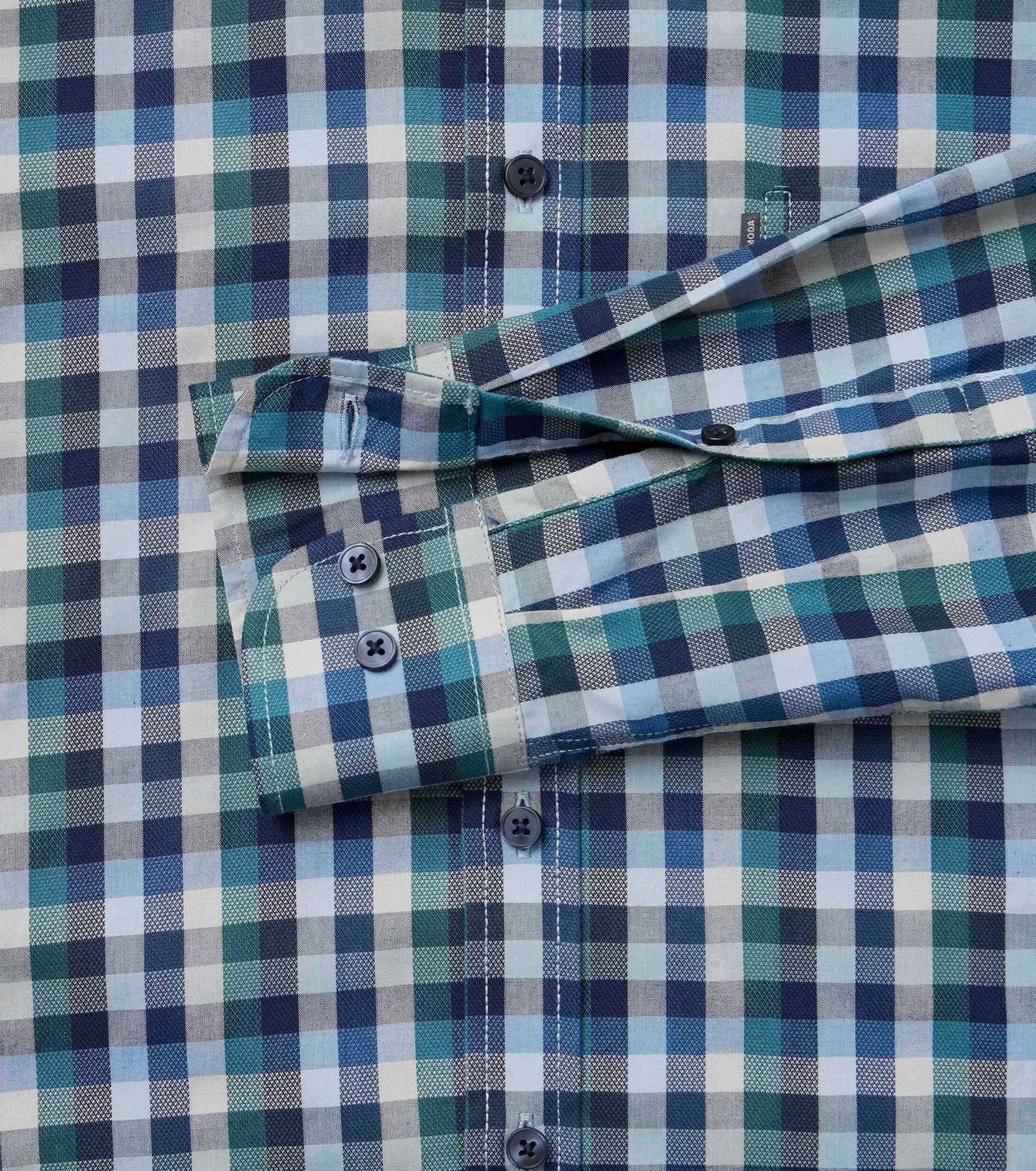 Casa Moda Long Sleeve Casual Check Shirt - Blue/Green