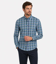Casa Moda Long Sleeve Casual Check Shirt - Blue/Green