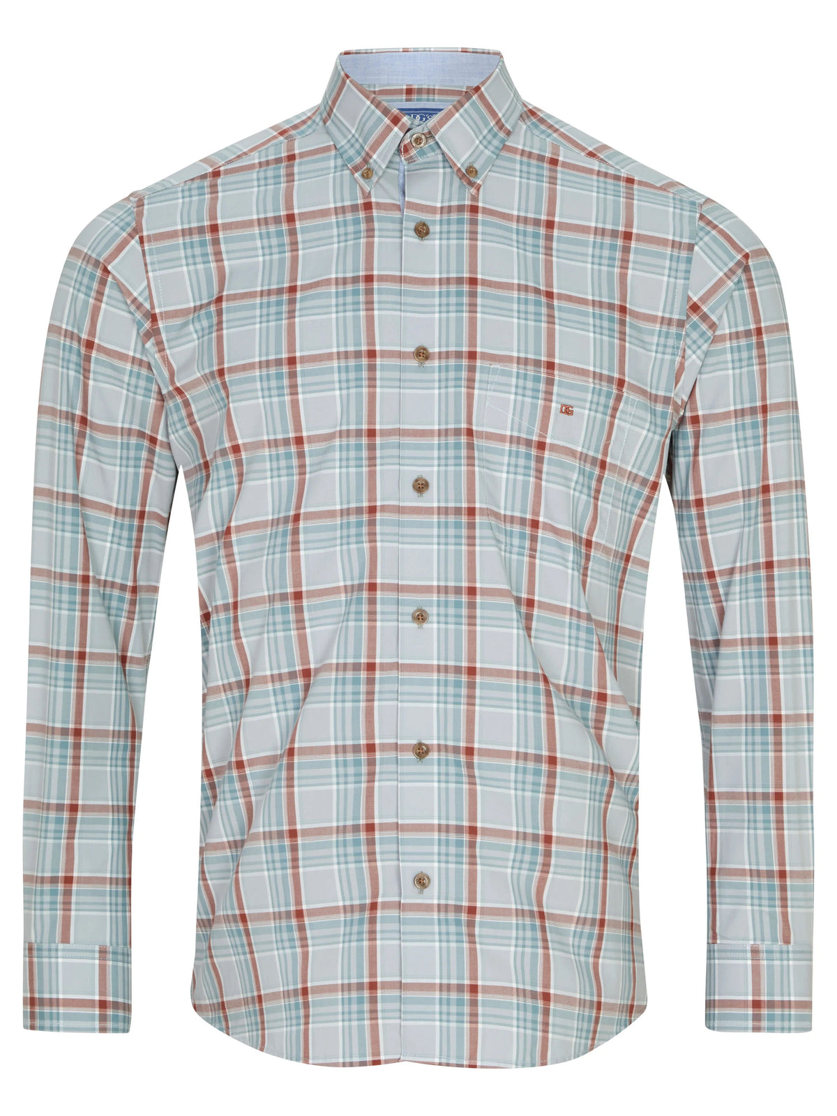Daniel Grahame Long Sleeve Casual Check Shirt - Blue/Rust