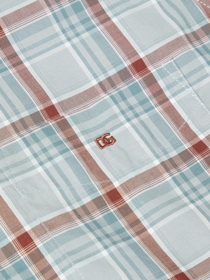 Daniel Grahame Long Sleeve Casual Check Shirt - Blue/Rust