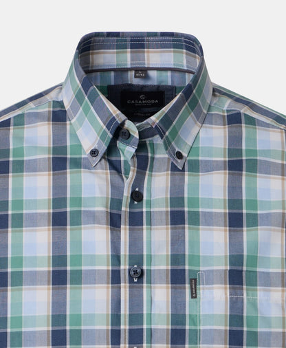 Casa Moda Checked Short Sleeve Casual Shirt 300 - Green