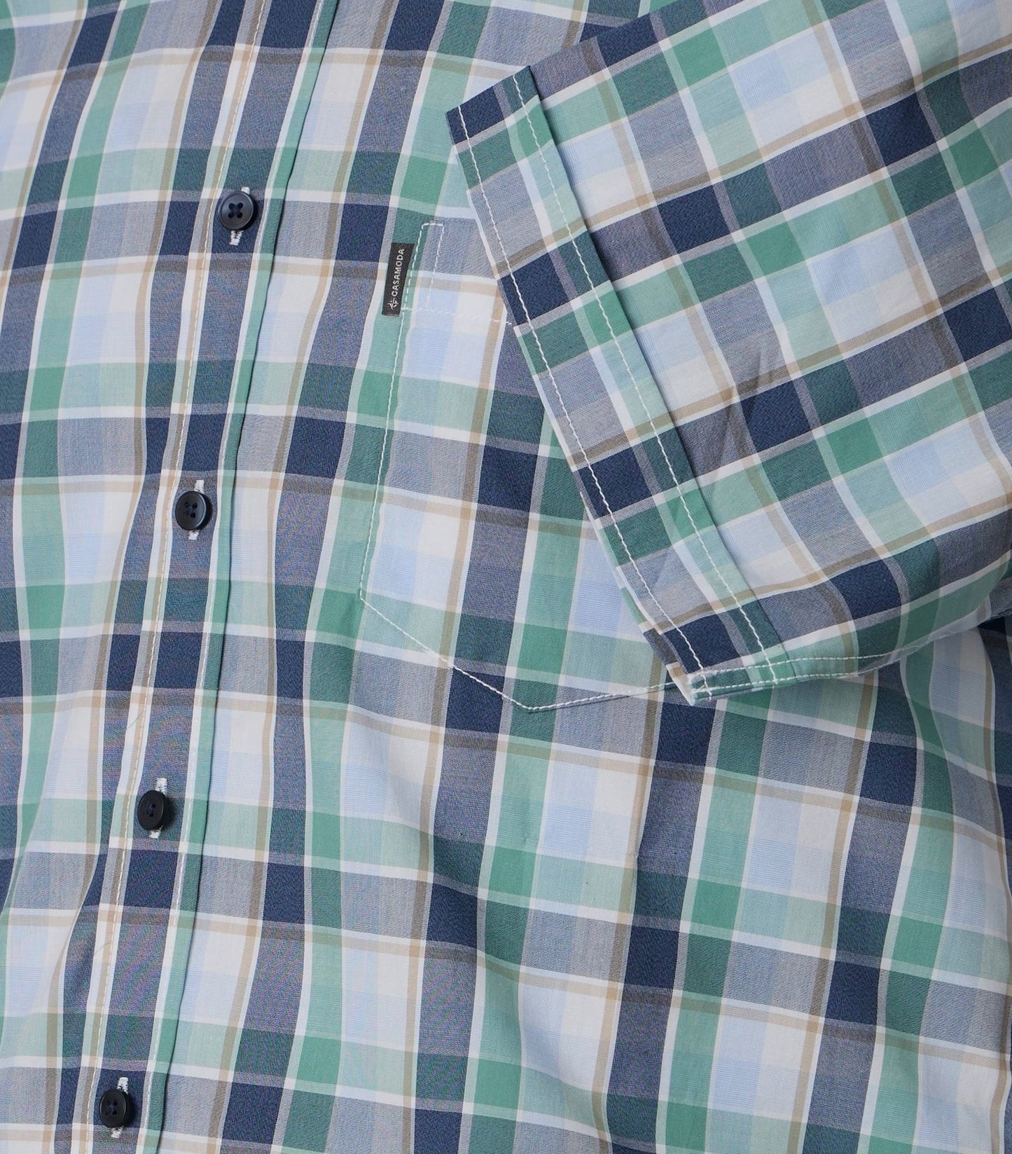 Casa Moda Checked Short Sleeve Casual Shirt 300 - Green