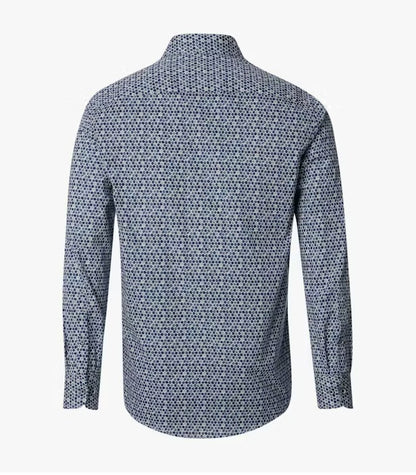 Casa Moda Circle Print Long Sleeve Casual Shirt 100 - Navy/Green