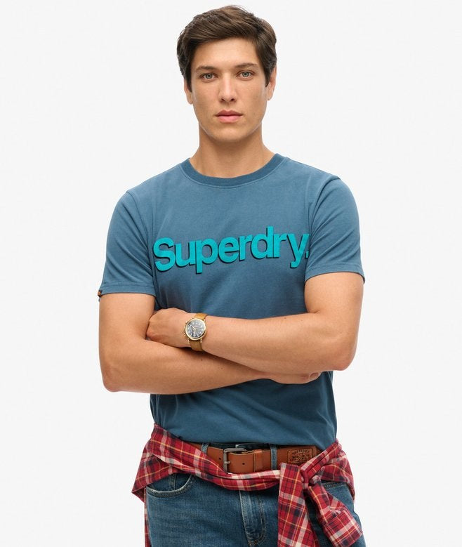 Superdry Classic Core Logo Shadow T-Shirt - Blue Bottle