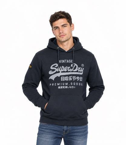 Superdry Vintage Logo Classic Hoodie - Eclipse Navy