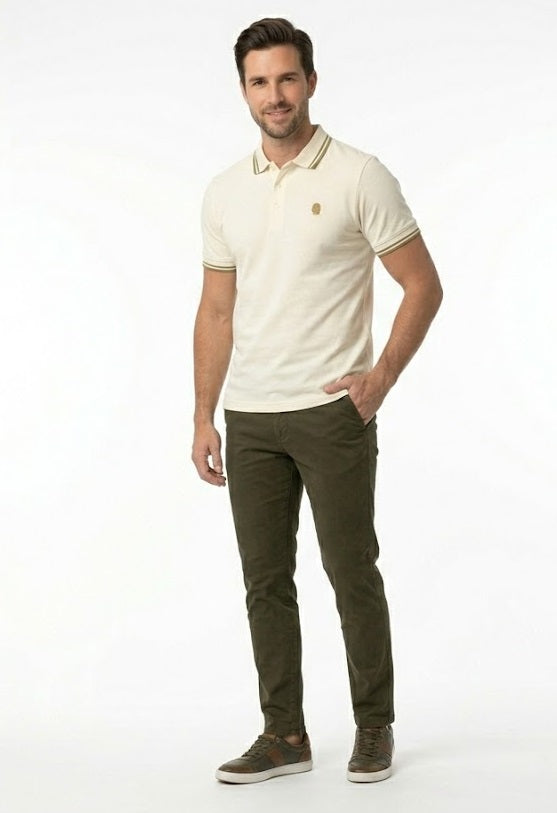 Remus Uomo Short Sleeve Casual Polo Shirt - Cream