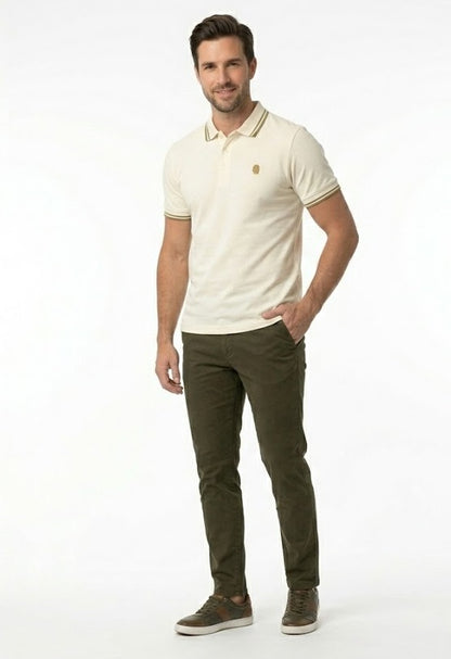 Remus Uomo Short Sleeve Casual Polo Shirt - Cream