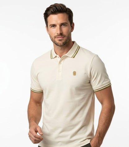 Remus Uomo Short Sleeve Casual Polo Shirt - Cream
