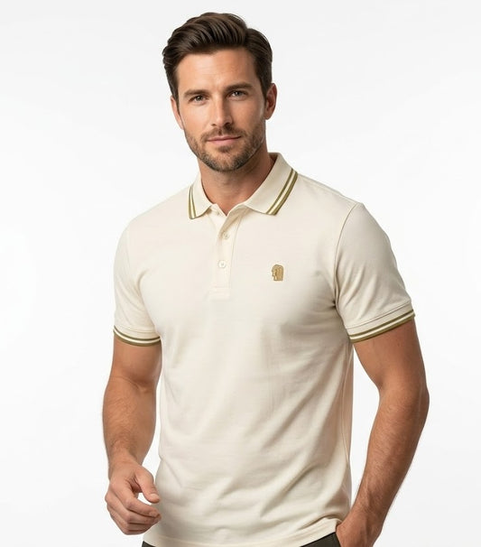 Remus Uomo Short Sleeve Casual Polo Shirt - Cream