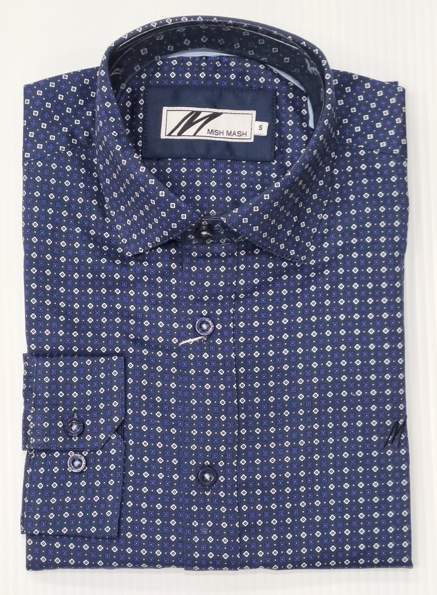 Mish Mash Cyber Long Sleeve Casual Shirt - Navy