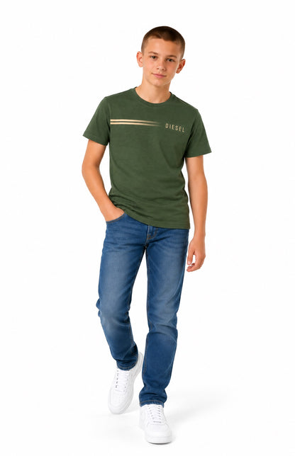 Boys Diesel Dustin Short Sleeve T-Shirt - Olive