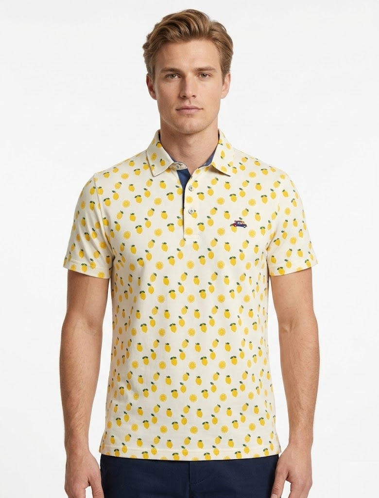 The Surf Car Pineapple Print Polo Shirt - White