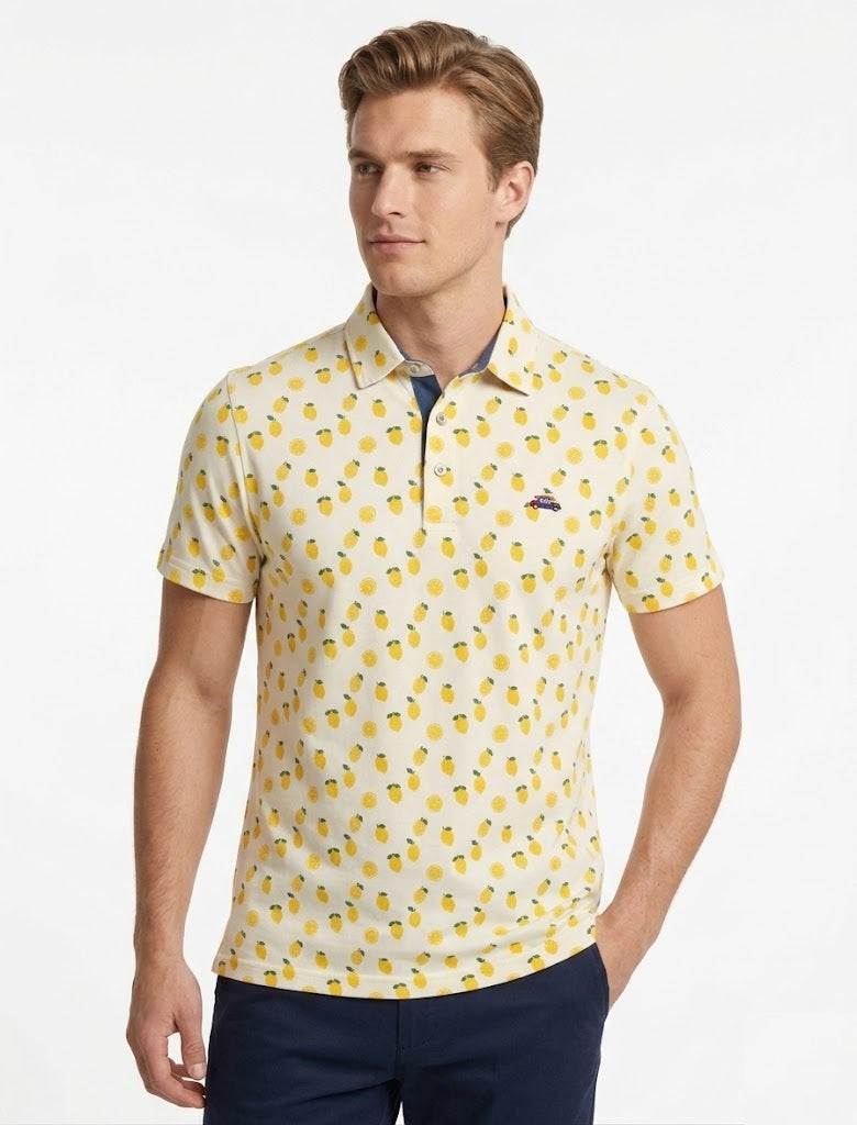The Surf Car Pineapple Print Polo Shirt - White